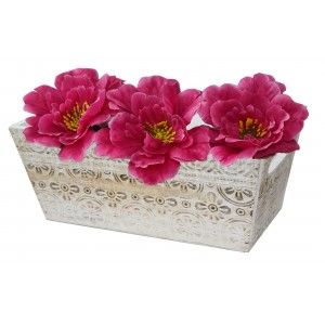 Macetero Decorativo de Madera Vintage Set 3, Cajas de Almacenamiento para Jardín 17,5x29x11,5 cm