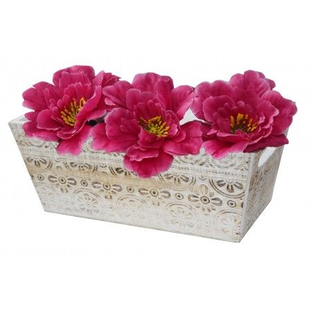 Macetero Decorativo de Madera Vintage Set 3, Cajas de Almacenamiento para Jardín 17,5x29x11,5 cm