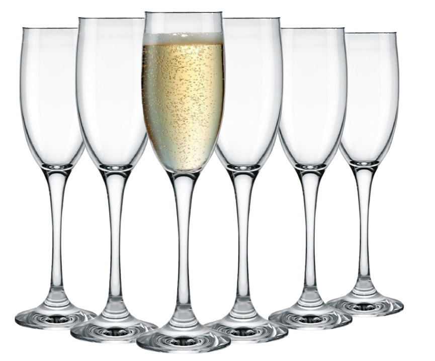 Copa de Cava 19Cl, Vidrio Templado, 6 Uds. Vajilla Elegante y Moderna, Set de 6.