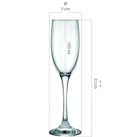 Verre de mousseux vin 19Cl, Verre Trempé, 6 Vous la Vaisselle Élégante et Moderne, lot de 6.
