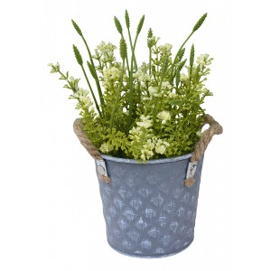 Jardinière en métal vintage en Forme de Cube Jardinière de Fleurs artificielles Blanc, Patine Blanc, Finition en détresse