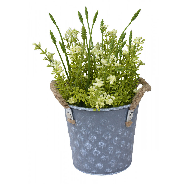 Jardinière en métal vintage en Forme de Cube Jardinière de Fleurs artificielles Blanc, Patine Blanc, Finition en détresse