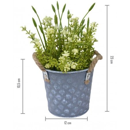 Jardinière en métal vintage en Forme de Cube Jardinière de Fleurs artificielles Blanc, Patine Blanc, Finition en détresse