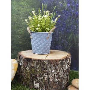 Fioriera in metallo vintage Cubo a Forma di Vaso di Fiori freschi e artificiali Bianco, Patina Bianca, Finitura angosciata