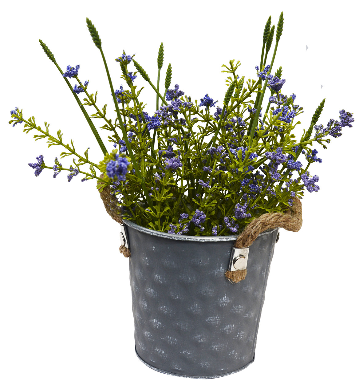 Jardinière en métal vintage en Forme de Cube Jardinière de Fleurs artificielles Violet, Patine Blanc, Finition en détresse