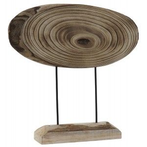 Decoración de Madera de Paulownia y Metal, Moderno y Elegante con forma de tronco 54X11X53,2 - Hogar y Más