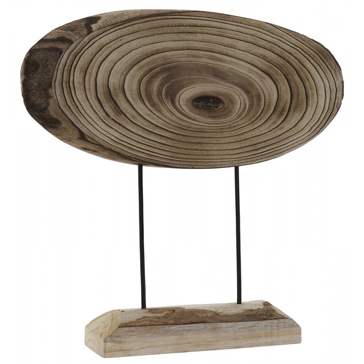 Decoración de Madera de Paulownia y Metal, Moderno y Elegante con forma de tronco 54X11X53,2 - Hogar y Más