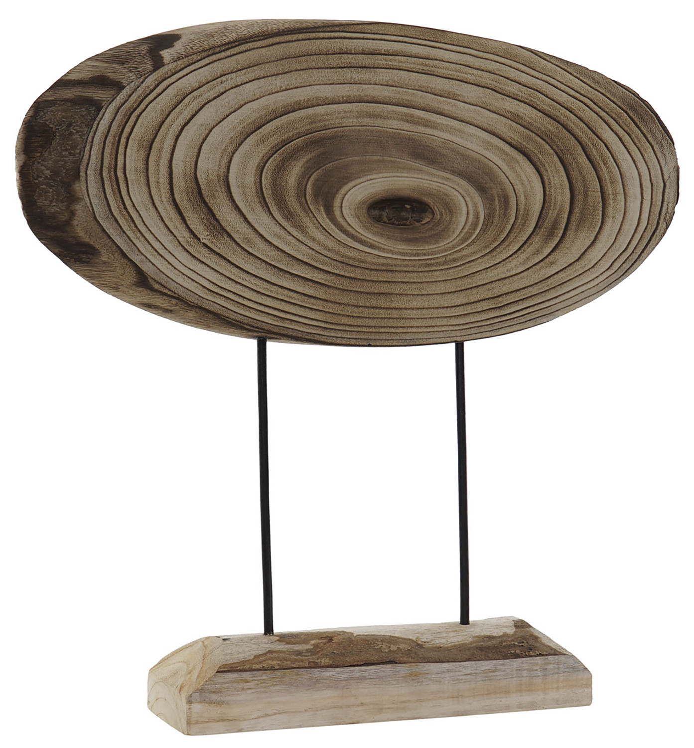 Decoración de Madera de Paulownia y Metal, Moderno y Elegante con forma de tronco 54X11X53,2 - Hogar y Más