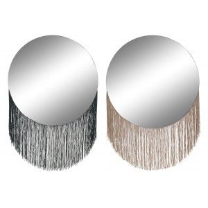Specchio circolare con Frange Parete, Parete a Specchio Decorativo per la Camera da letto. Decorazione Domestica Moderna 40x58