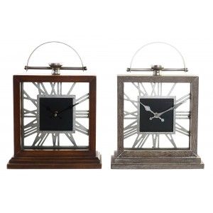 Horloge de Bureau Vintage Bois et Métal, Analogique horloge pour l'utilisation de la Table. Décoration de la maison 26,5x9x36 cm
