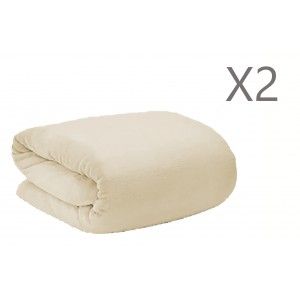 Coperta in pile Beige per il Divano o Letto 100% poliestere, Set di 2, Texture Extra Soft a cm 190x130