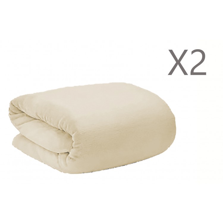 Couverture polaire Beige pour le Canapé ou le Lit en 100% polyester, Set de 2, plus de Texture Douce une 190x130 cm