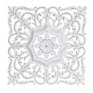 Murale in Legno Parete Bianca, Retablos, Parete Mandala. Originale decorazione Etnica e 40x3,5x40 cm