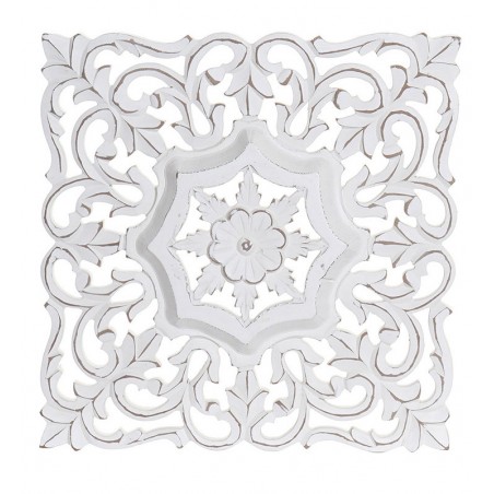 Murale in Legno Parete Bianca, Retablos, Parete Mandala. Originale decorazione Etnica e 40x3,5x40 cm