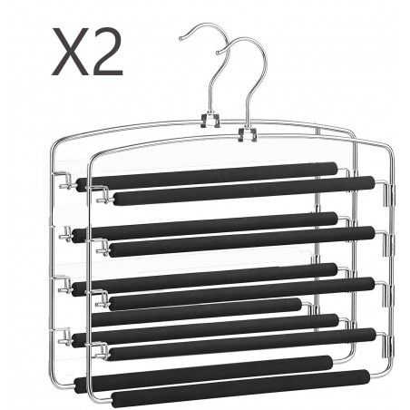 Grucce per Pantaloni in Metallo, Set di 2, Posatoi Più Antiscivolo e imbottito. Gancio Più Metal Pack 2