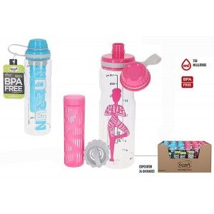 Botella de Agua para Hacer Deporte Decorada 750 ML, Botellas de agua Reutilizables, Botella sin BPA 110x70x250 mm