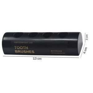 Portacepillos de dientes, de Resina Negro, Portacepillos 4 cepillos, Diseño Elegante y Moderno. 13x4x3cm - Hogar y Más