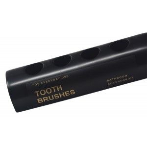 Portacepillos de dientes, de Resina Negro, Portacepillos 4 cepillos, Diseño Elegante y Moderno. 13x4x3cm - Hogar y Más