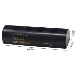 Portacepillos de dientes, de Resina Negro, Portacepillos 4 cepillos, Diseño Elegante y Moderno. 13x4x3cm - Hogar y Más