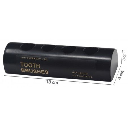 Portacepillos de dientes, de Resina Negro, Portacepillos 4 cepillos, Diseño Elegante y Moderno. 13x4x3cm - Hogar y Más