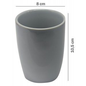 Set/Bath Set 3 Pieces in Ceramic, Grey Colour. Modern and Elegant design. Glass, Dispenser and Tray of bath -Hogarymas