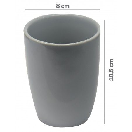 Juego/Set de Baño 3 Piezas en Cerámica, Color Gris. Diseño Moderno y Elegante. Vaso, Dispensador y Bandeja de baño -Hogarymas