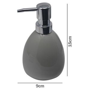 Juego/Set de Baño 3 Piezas en Cerámica, Color Gris. Diseño Moderno y Elegante. Vaso, Dispensador y Bandeja de baño -Hogarymas