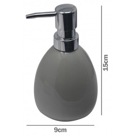 Set/Vasca, Set di 3 Pezzi in Ceramica, di Colore Grigio. Design moderno ed Elegante. Bicchiere, Dispenser e il Cassetto del