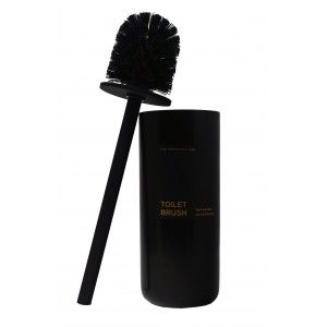 Escobillero Résine Noire avec couvercle en Caoutchouc, avec un Design épuré et Minimaliste. 21,5 cm ø9,2cm -Maison et plus