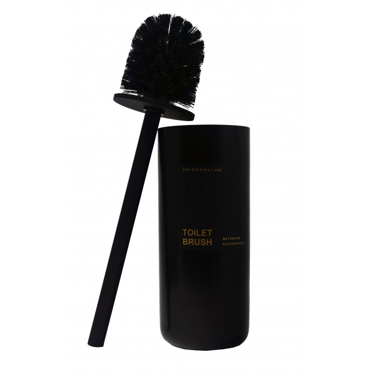 Escobillero Resin Black with Rubber lid, with a Clean Design and Minimalist. 21.5 cm ø9,2cm -Home and more