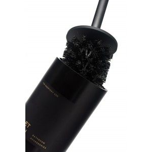Escobillero Résine Noire avec couvercle en Caoutchouc, avec un Design épuré et Minimaliste. 21,5 cm ø9,2cm -Maison et plus