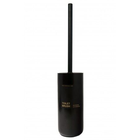 Escobillero Résine Noire avec couvercle en Caoutchouc, avec un Design épuré et Minimaliste. 21,5 cm ø9,2cm -Maison et plus
