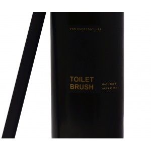 Escobillero Resina Nera, con suola in Gomma coperchio, con un Design Pulito e Minimalista. 21,5 cm ø9,2cm -Casa e altro ancora