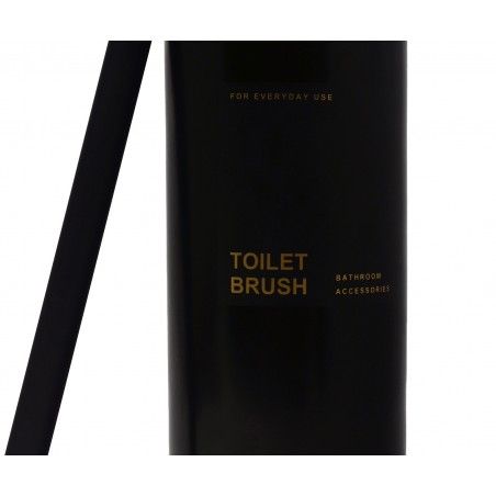 Escobillero Résine Noire avec couvercle en Caoutchouc, avec un Design épuré et Minimaliste. 21,5 cm ø9,2cm -Maison et plus
