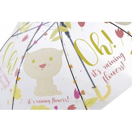 Paraguas Largo Infantil, Paraguas Original, Transparente Estampado Animal,Oso, Diseño original. ø66cm -Hogar y más