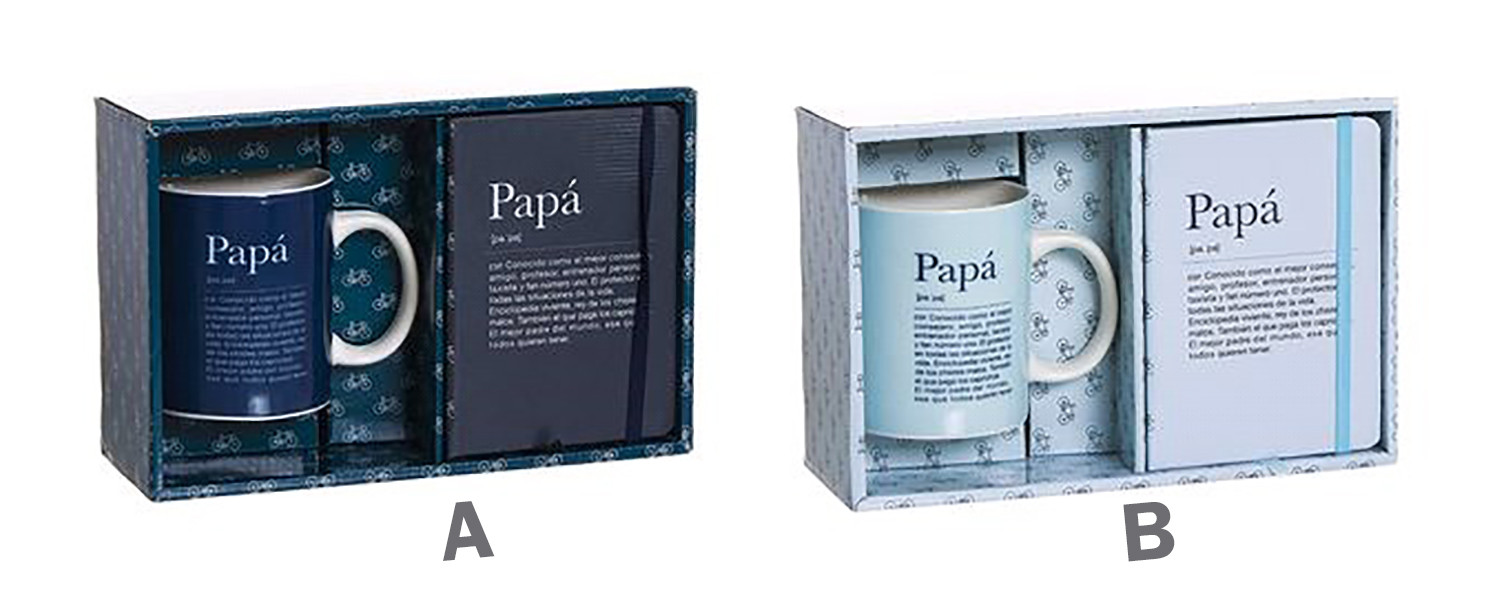 Set de Regalo Taza con Libreta, Significado "Papa" 300mL, 8x9,5x8cm -Hogar y Más