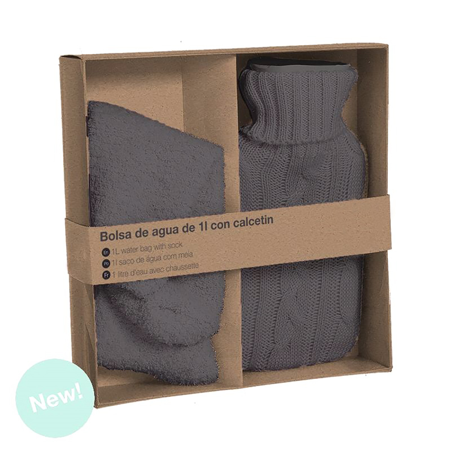 Gift Set Water Bag with Socks, Color Gray, Fabric, Interior 23x4x13cm 0.5 L -Home and More
