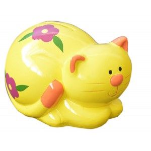 Tirelire en céramique banque pour enfants - Modèle de chat (10.5x10.5x14.5 cm) 
