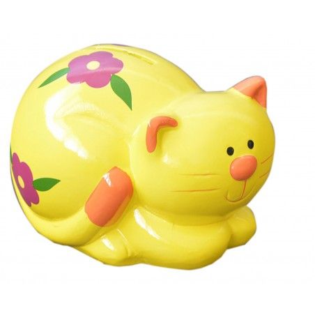 Tirelire en céramique banque pour enfants - Modèle de chat (10.5x10.5x14.5 cm) 
