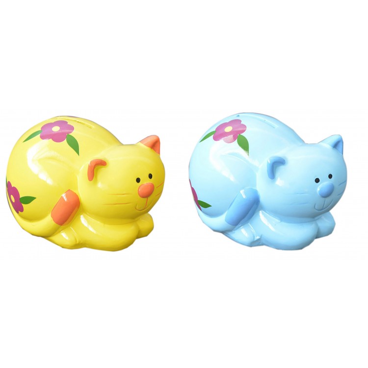 Tirelire en céramique banque pour enfants - Modèle de chat (10.5x10.5x14.5 cm) 