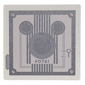 Set de 4 Posavasos, Cuadrados, Con Diseño de Cámara, Realizado en Dolomite. Diseño Vintage/ Moderno  10,8X10,8X0,7 cm