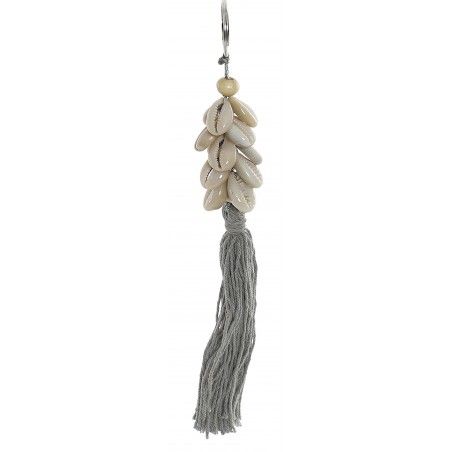 Trousseau Ethnique de Coquilles et de Coton, Chaînes porte-clés, d'Origine 3X18 cm