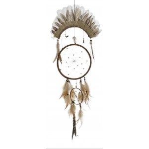 Dream catcher Grand Mur avec des Plumes, des couleurs Neutres. Ethniques design Bohème style Naturel 30X85 cm