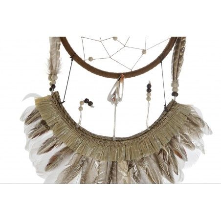 Dream catcher: a Parete di Grandi dimensioni con le Piume, colori Neutri. Design etnico con stile Bohemien Naturale 30X85 cm