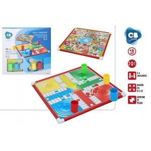 Parchís y Oca 2 en 1. Juegos de Mesa Clásicos, Tablero Oca/Parchís. Juguetes Originales 32X32 cm