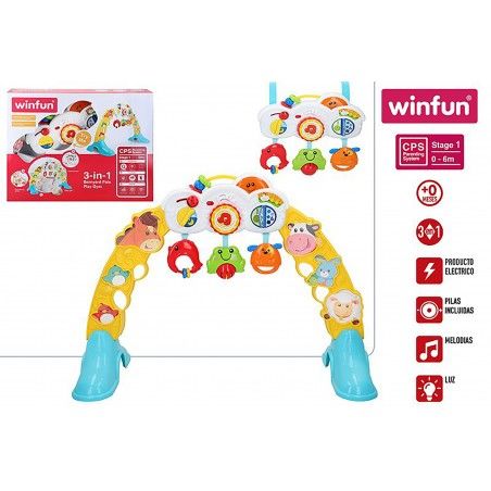 Gimnasio para Bebés con Animalitos 3 en 1, Juguete Infantil con Luces y Melodias 43,5x9,5x35,5 cm
