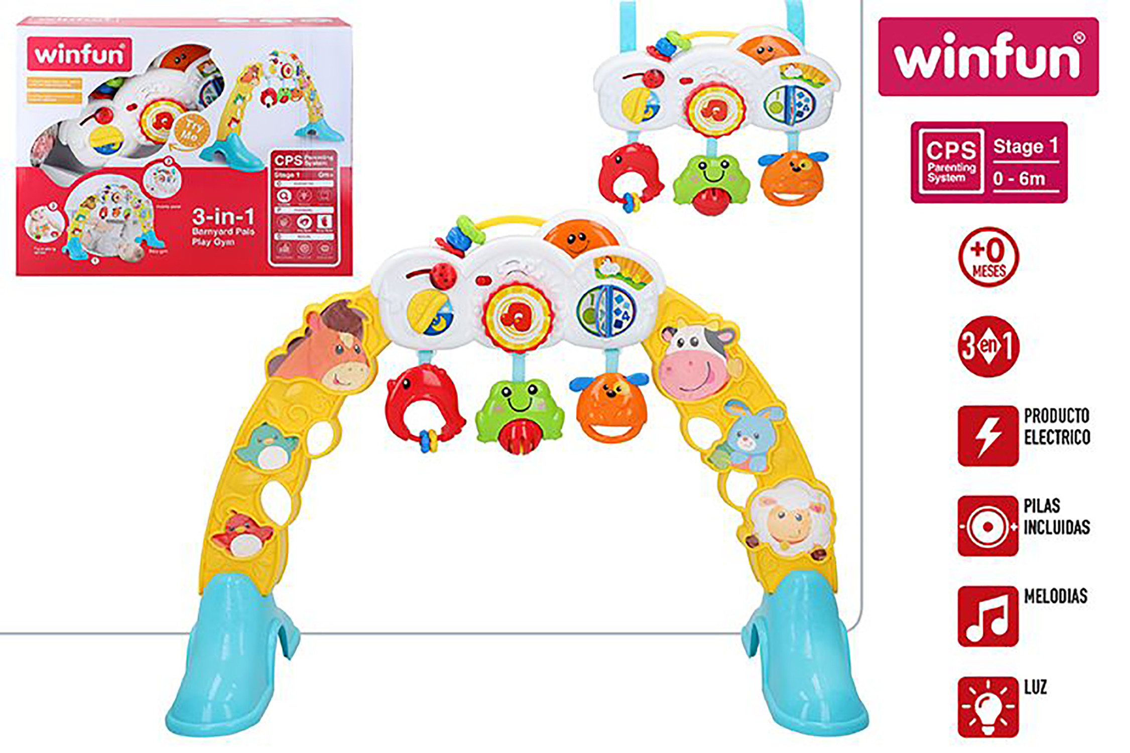 Palestra per Bambini con Animali di peluche 3-in-1 Giocattolo per Bambini con Luci e Melodie 43,5x9,5x35,5 cm