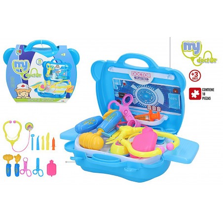 Maletín Doctor de Juguete Infantil 18 piezas.  Juegos de Medico para Niños y Niñas 23x9,5x19,5 cm