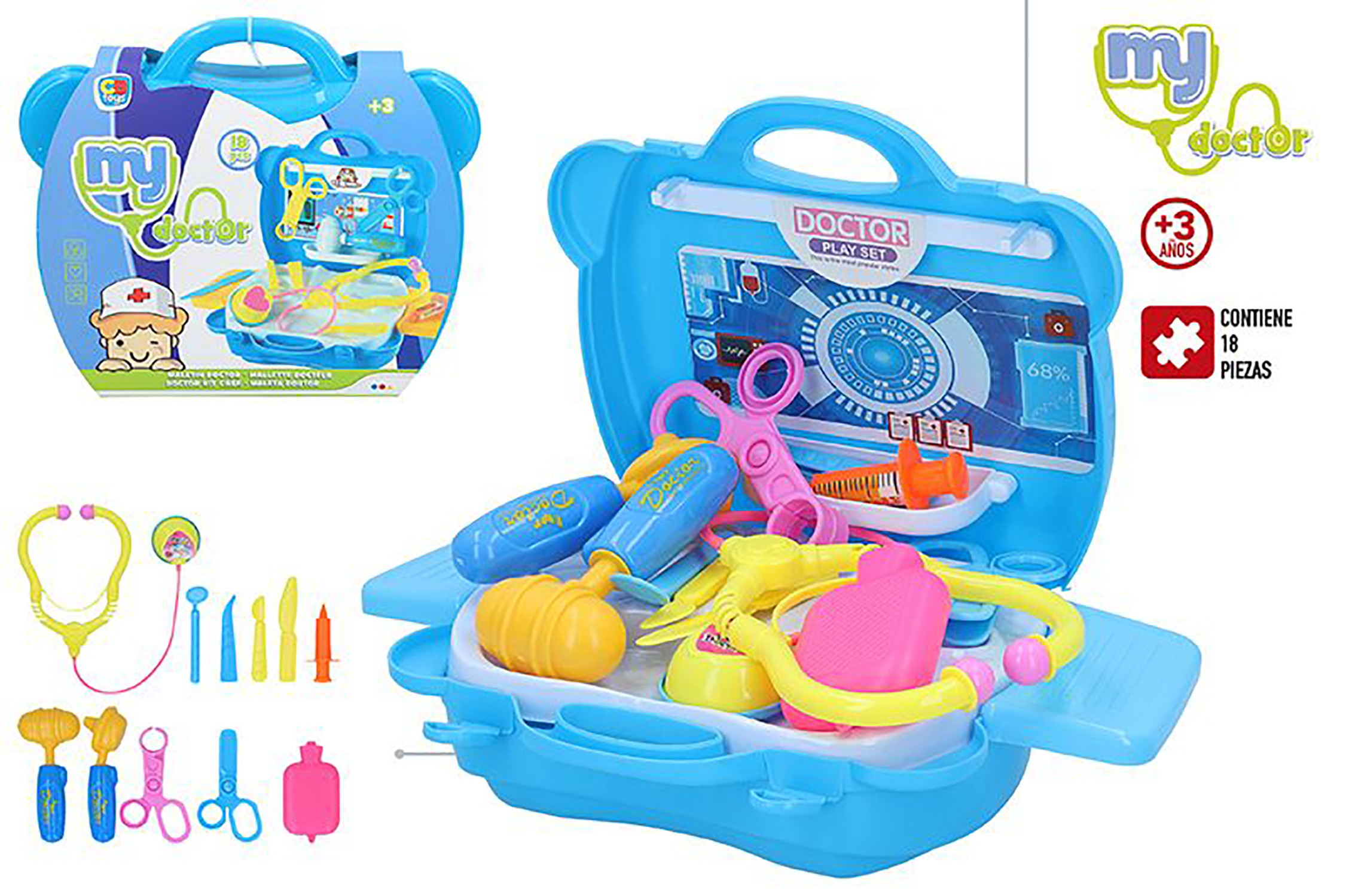 Briefcase Doctor of Children's Toy 18 pieces. Games Medical for Boys and Girls 23x9,5x19,5 cm