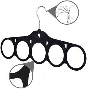 Cintres Noir Plusieurs x3 Velours avec des Trous, des Perchoirs 3 Pack en Velours Noir Placard 21x7x41 cm